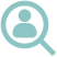 Magnifying glass with a person icon