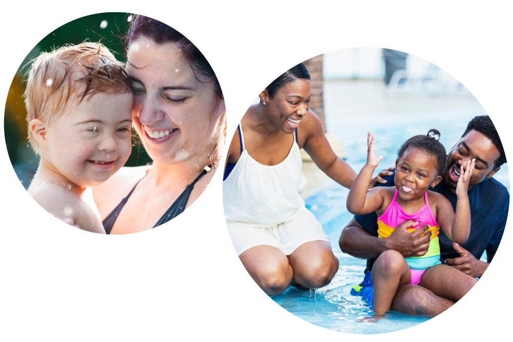 The Edit Getaway Edition travel collage featuring joyful family pool moments at tropical all-inclusive resorts