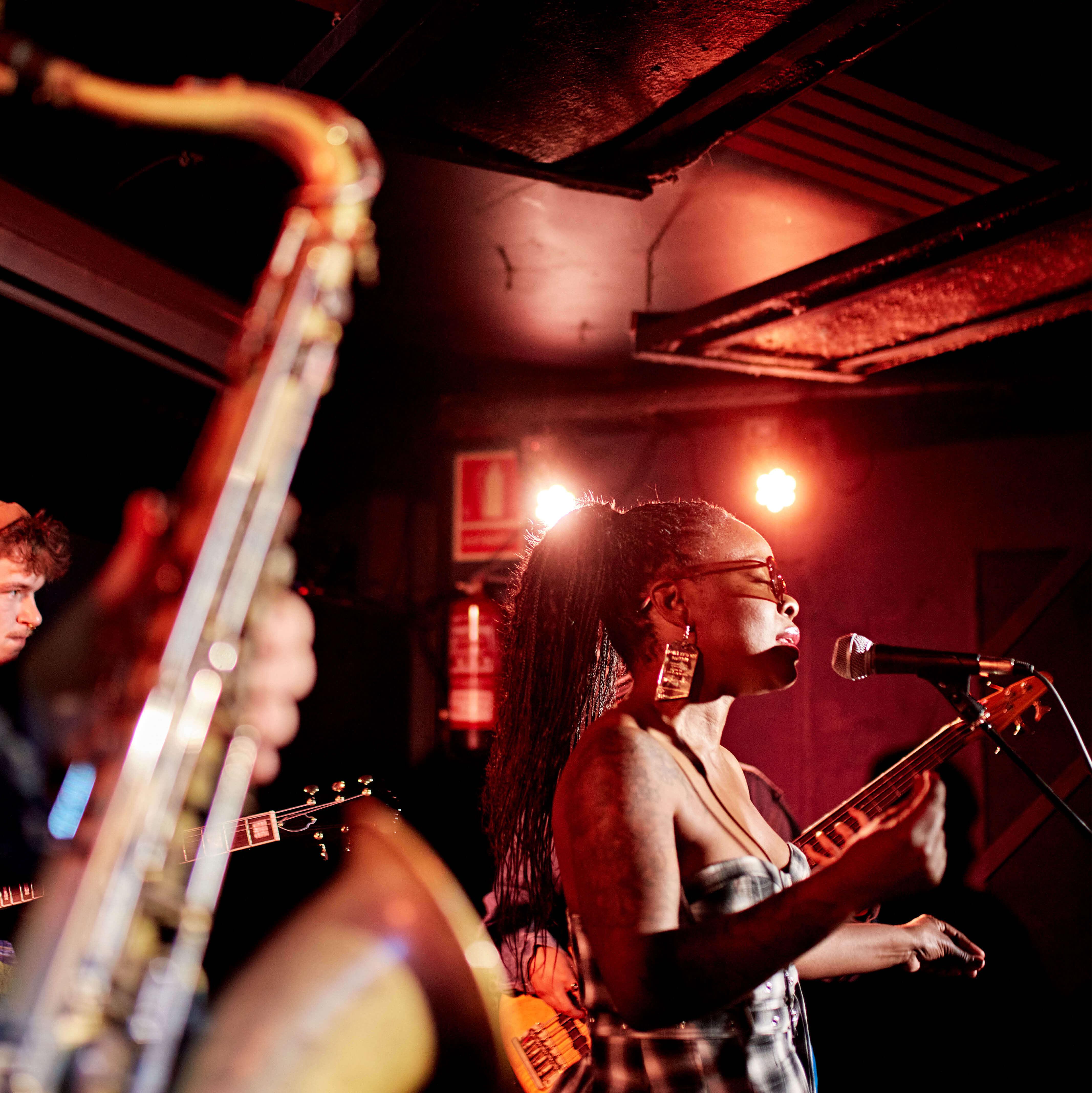 A jazz band performs on stage