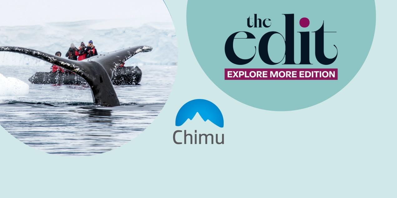 The Edit Explore More Edition with Chimu Adventures travelers whale watching in Antarctica