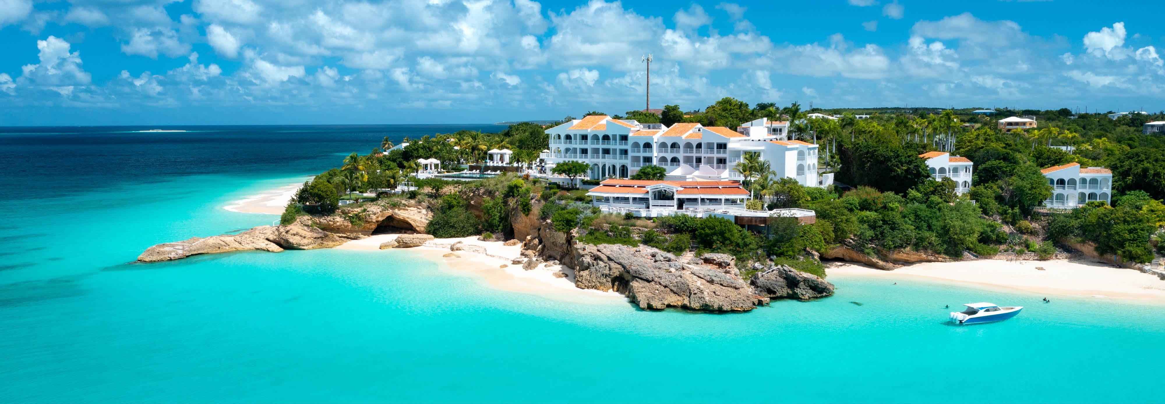 Beachfront resort in Anguilla overlooking turquoise Caribbean waters