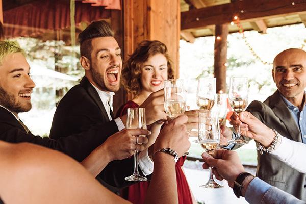 Guests celebrating at a destination wedding
