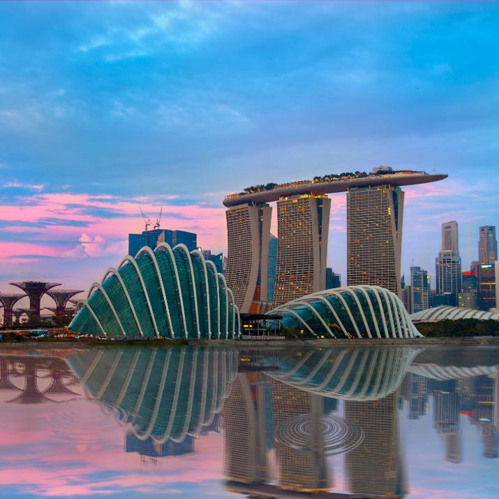 Singapore skyline featuring Marina Bay Sands and Gardens by the Bay